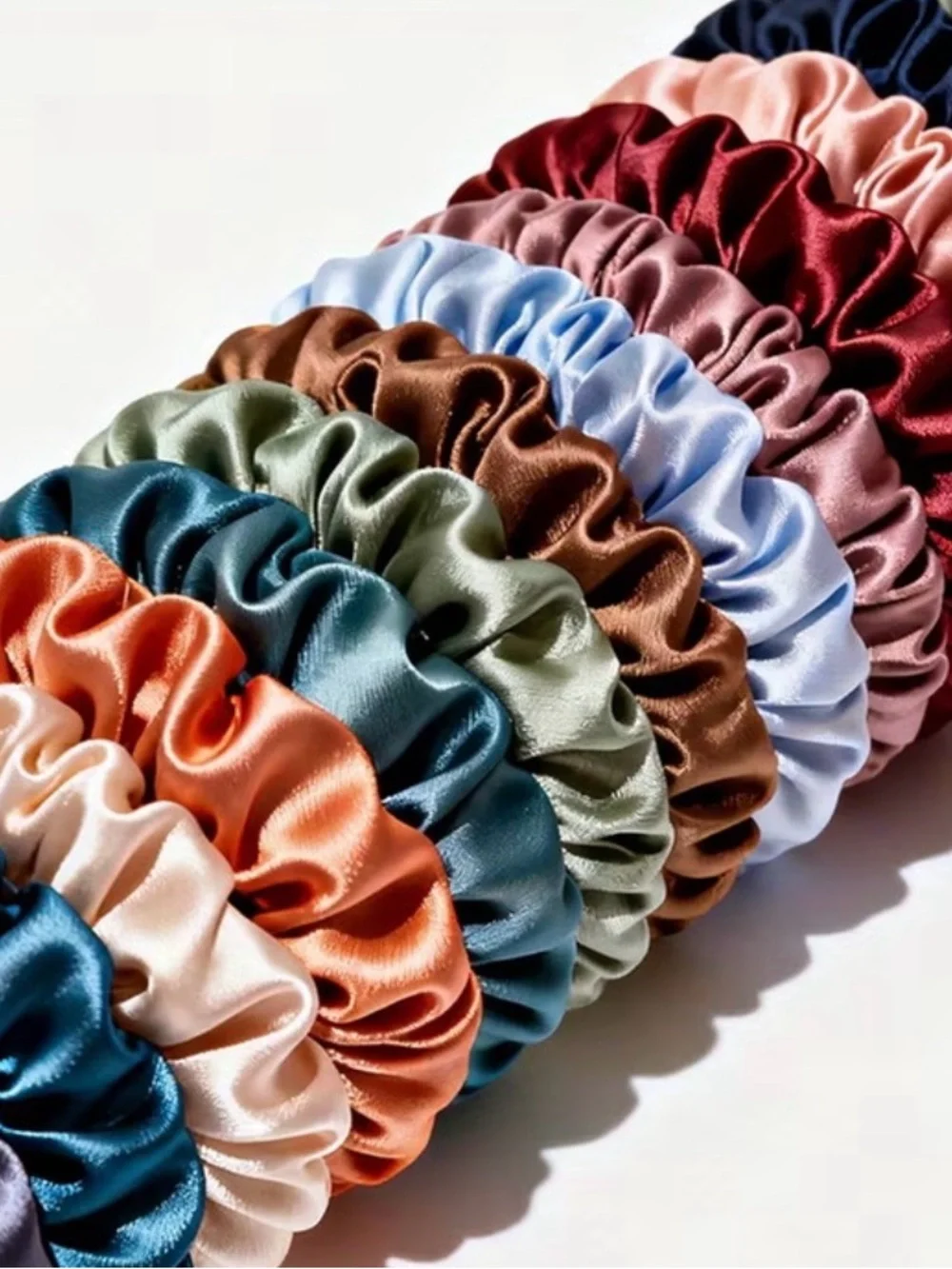 10 for $15 Colorful Satin Scrunchie Set-Multicolor-color randomly selected